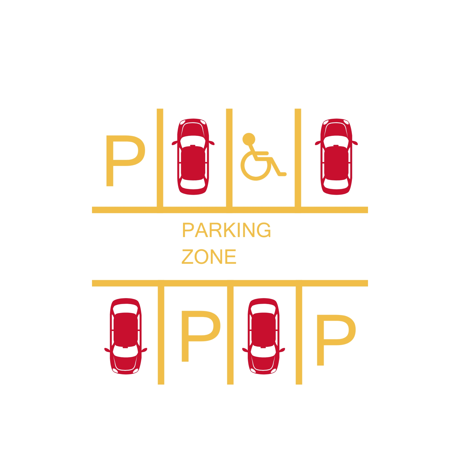 graphic of a parking lot with cars parked in a few of the spots 